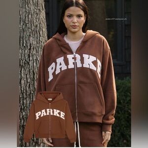 Parke Hometown Varsity Zip Up Hoodie Mocha +  Rose